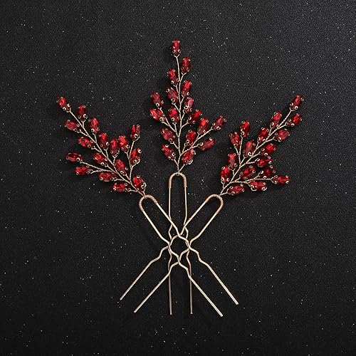 Miniatura 7 de Teyglen Horquillas para el pelo de novia de cristal con diamantes de imitación para el pelo de boda, accesorios para el cabello hechos a mano con