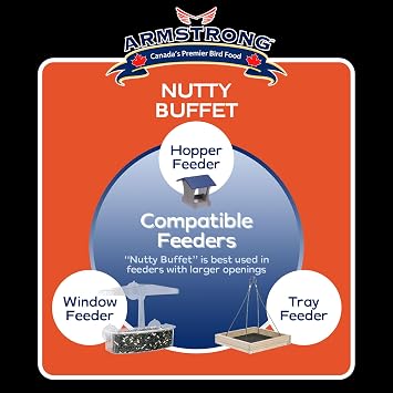 Armstrong Wild Bird Food Royal Jubilee Nutty Buffet Blend, 20 Pounds - with Peanuts, Cashews, Walnuts, Pecans, Almonds and Brazil Nuts for Downy Woodpeckers, Black Capped Chickadees and Blue Jays