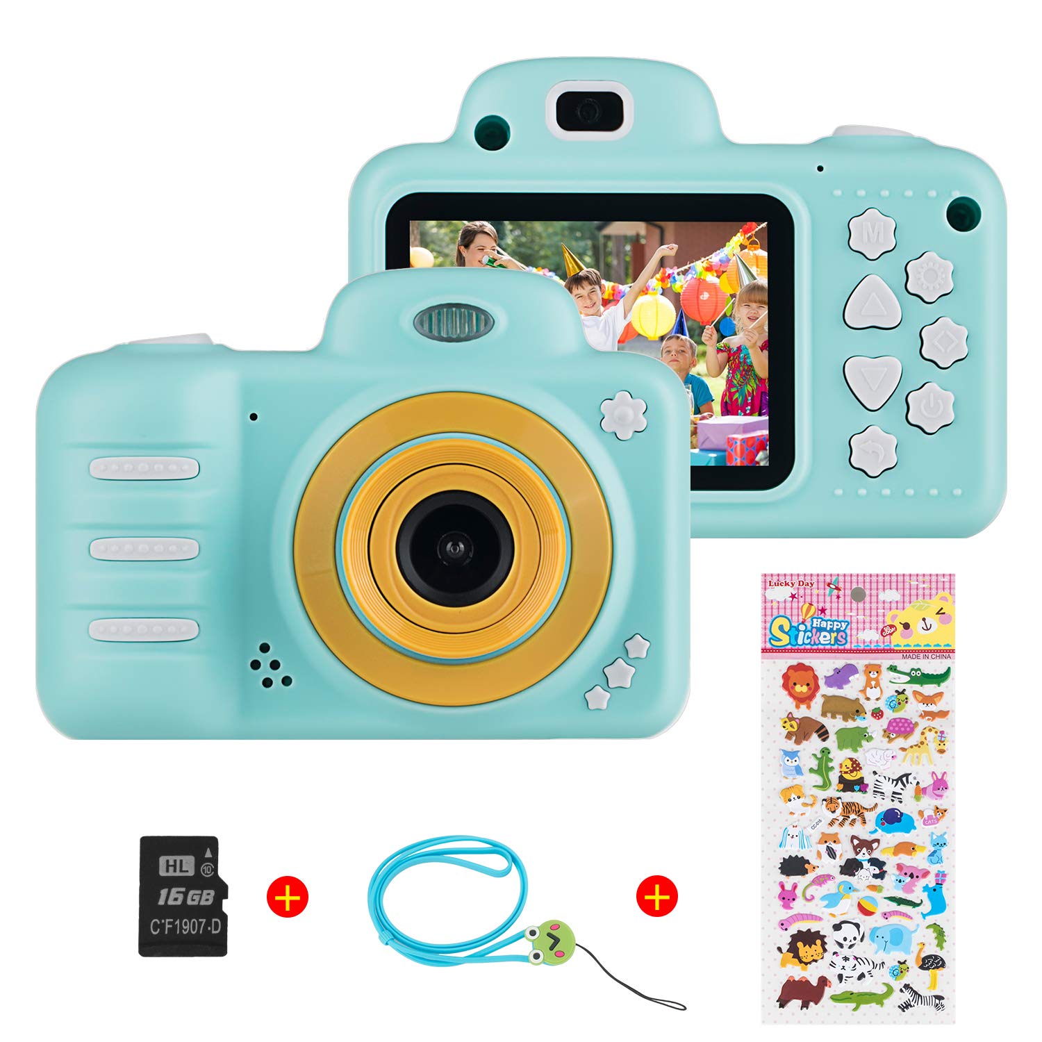 Kids Digital Camera for Girls Boys, Vannico Rechargeable HD Video Photo Camera for Kids Age 3-10, Kids Mini Selfie Camera Camcorder With 16GB SD Card Gift for Children Blue