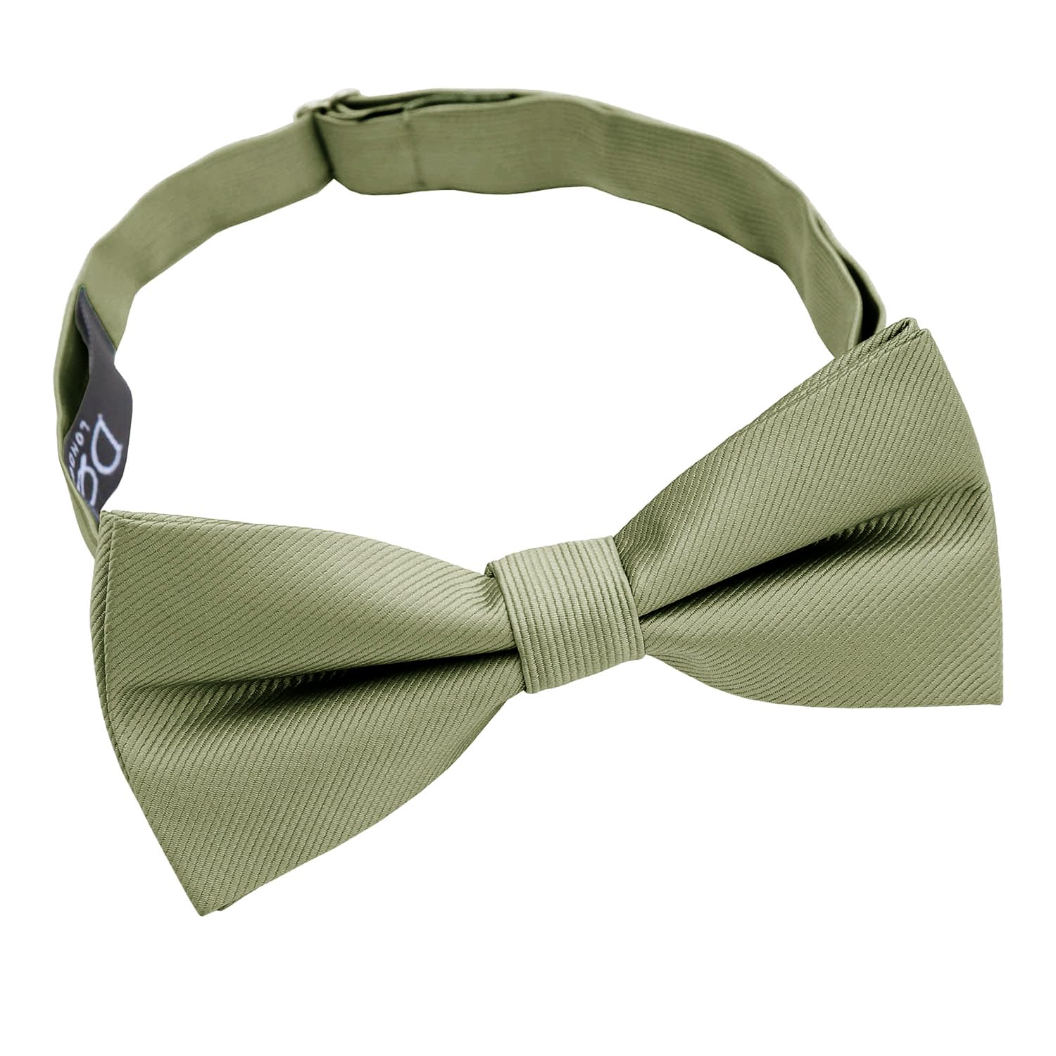 DQT Mens Plain Twill Thistle Pre-Tied Adjustable Bow Tie - Wedding, Party & Formal - Sage