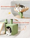 PAWZ Road Cactus Cat Tree for Indoor Cats, [31.5''=80CM] Cute Cat Tower Cat Condo with Sisal Scratching Ramp, Cozy Hammock and Removable Top Bed Perch for Kittens, Green