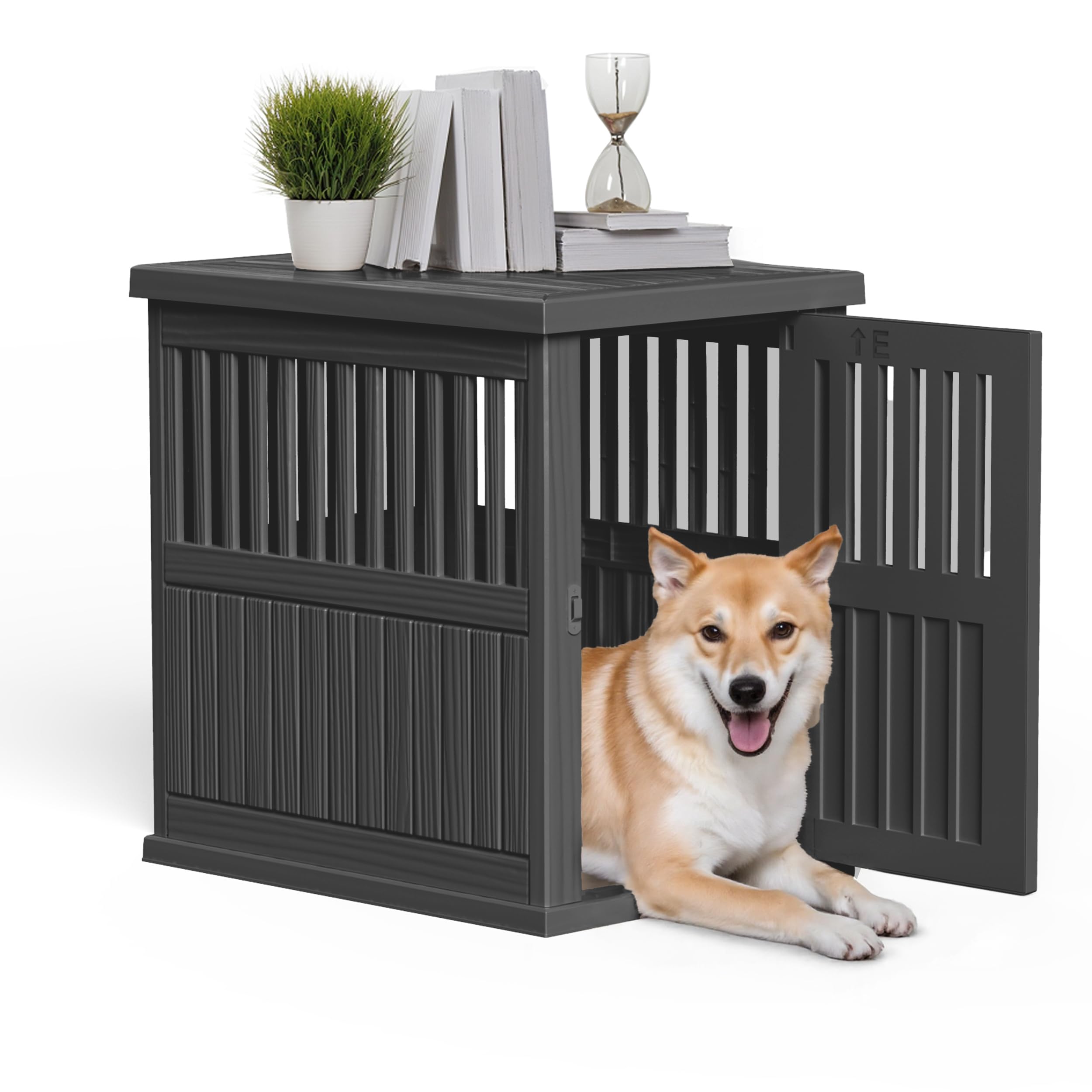 GGYI Dog House - Resin Outdoor Dog Kennel with Ventilated Design, Waterproof Dog Bed Shelter for Backyard, Garden & Patio