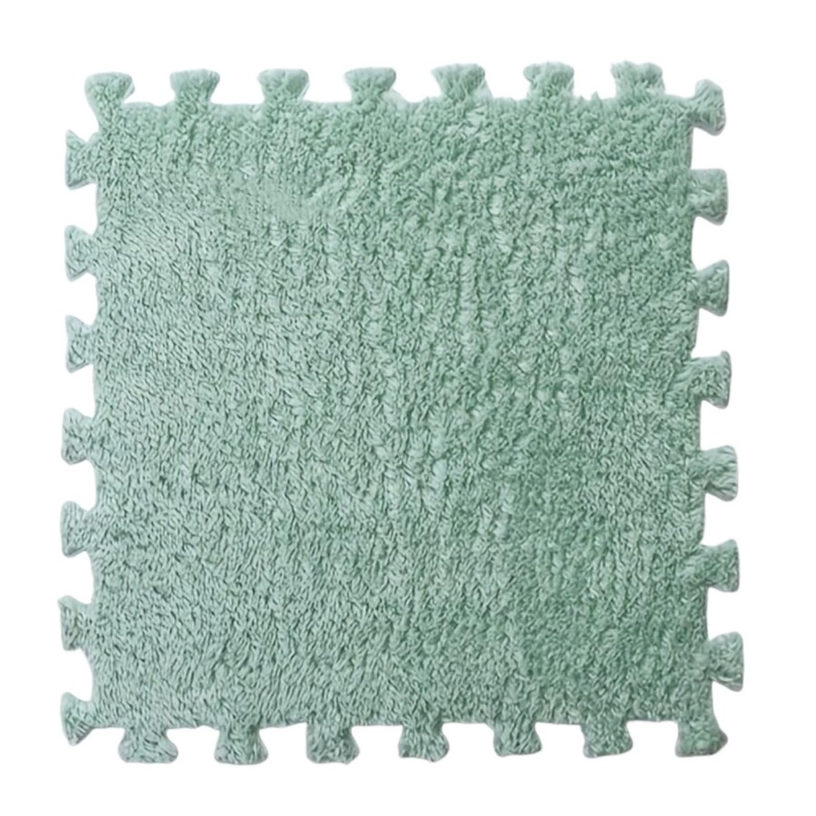 Hiseng 5/10/20 pcs Interlocking Foam Floor Tiles 30x30cm, Squares Puzzle Carpet Tiles Plush Floor Mats Soft Shaggy Foam Rug for Kids Bedroom Living Room Home Decoration (Sage Green,5pc)