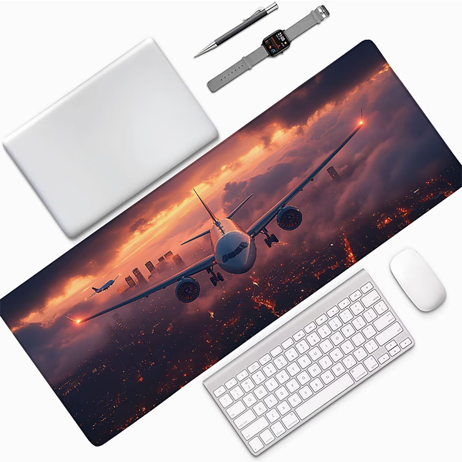 Tappetino Mouse Gaming Nero Tappetino Mouse XXL 1600x800x3mm, Mousepad Aereo Sottomano Scrivania Grande con Bordi Cuciti per Pad PC Accessori Gaming, Ufficio Accessori Scrivania, Regali per Lui 1-3755