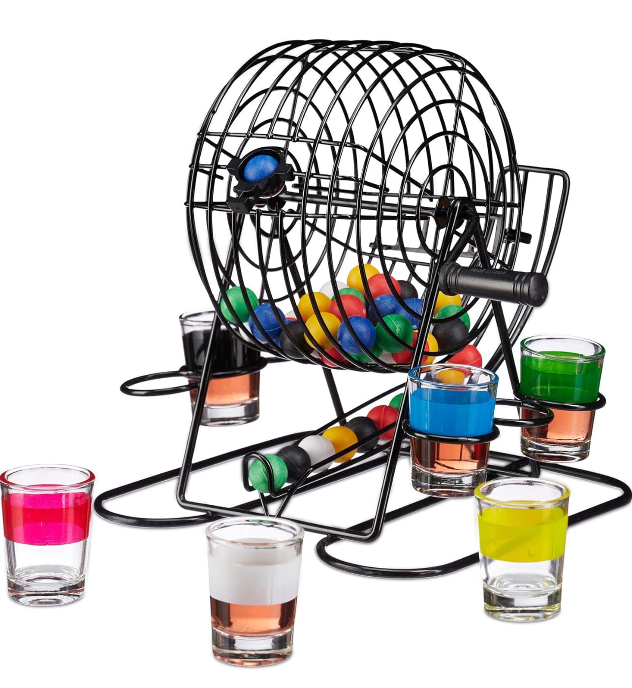 novaease Classic Bingo Game for Adults, Family Fun Games, Lottery Wheel with Spinning Handle, 6 Glasses, Bingo Balls, Fun Party Game, Educational Tradational Game Set