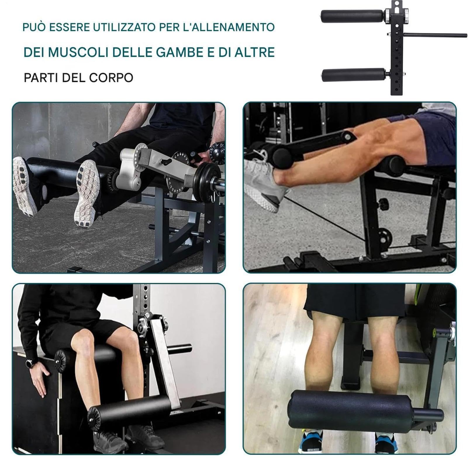 Leg Extension e Curl Regolabile, Accessorio Leg Extension, Macchina LegCurl da seduti, Capacità di carico massima 120 kg per allenare i muscoli delle gambe (18 mm/26 mm)
