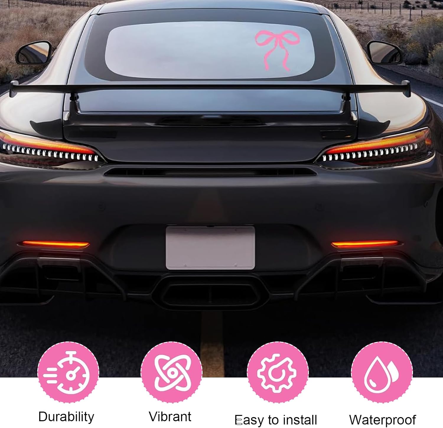 Pink Bow Car Decal, 7.5"x 8" Cute Bow Window Decorative Decal, Waterproof Self-Adhesive Vehicle Bumper Sticker, Universal for Most Cars (Pink) image 5