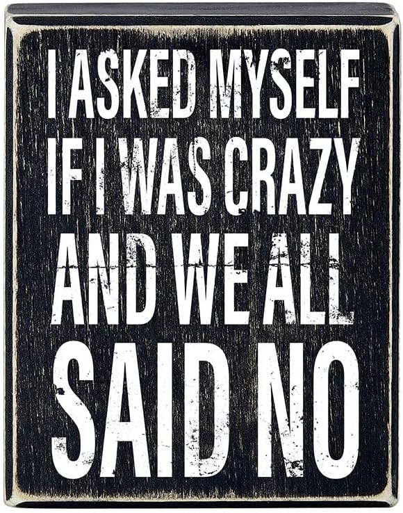 Heartfelt Collection Decoración rústica divertida para el hogar u oficina para pared o mesa, letrero de madera negra, 4 x 5 pulgadas, All Said No