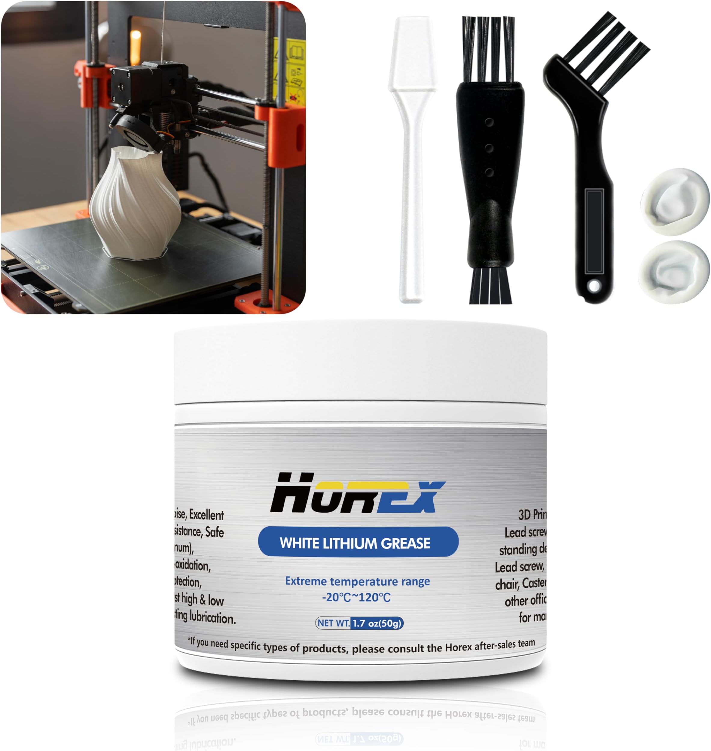3D Printer Lithium Grease 50g Lubricant Printing Machine Lead Screw Gear Reduce Noise CNC Axis Linear Rail Guide Metal Motor Track for En der 3 5 V3 SE Office Home Accessories Equipment