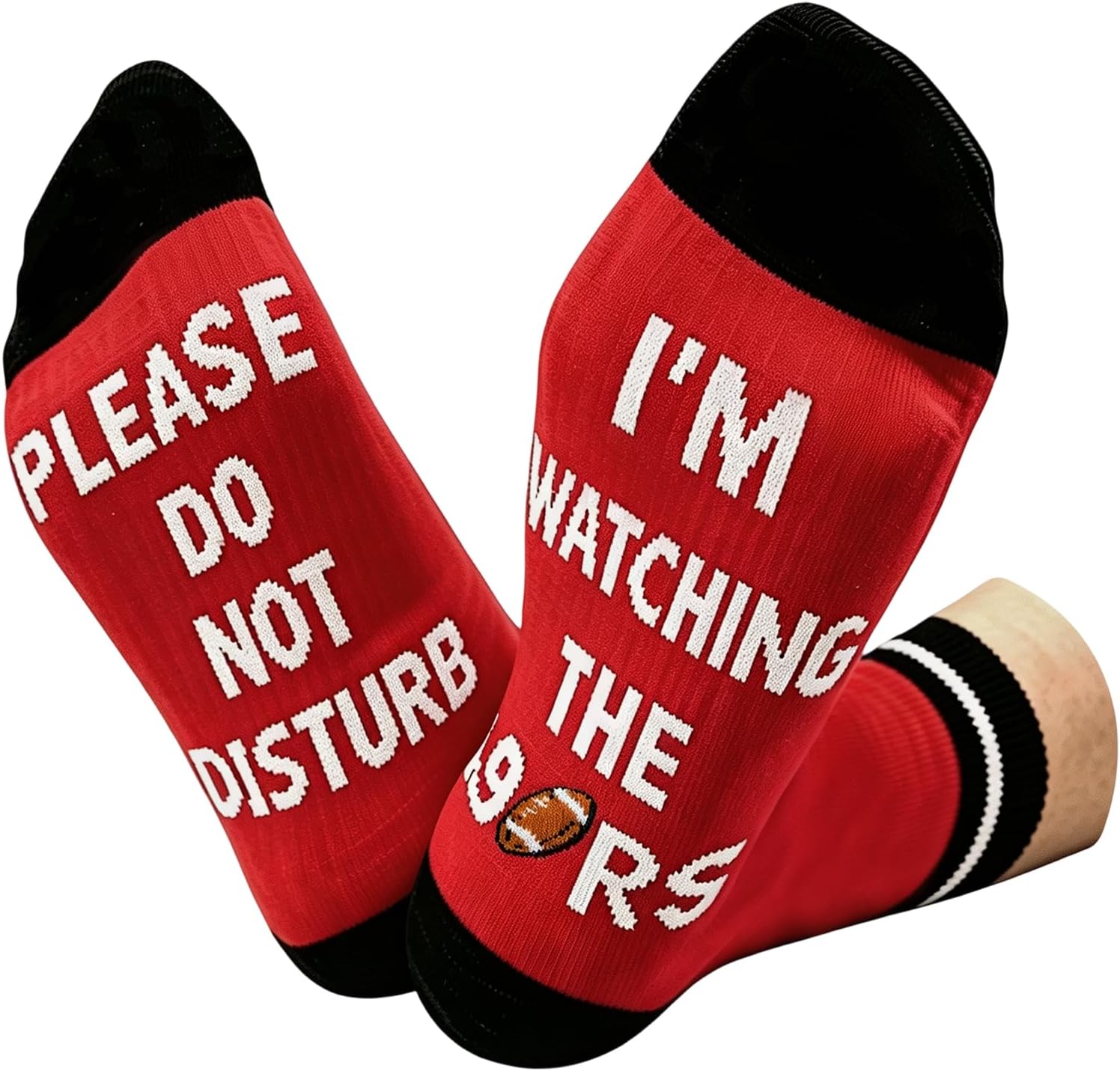 Football Lover Crew Socks - Please Do Not Disturb, I'm Watching Football Novelty Sports Season Game Socks Birthday Christmas Thanksgiving Gifts for Men Dad Grandpa Husband Son Boyfriend