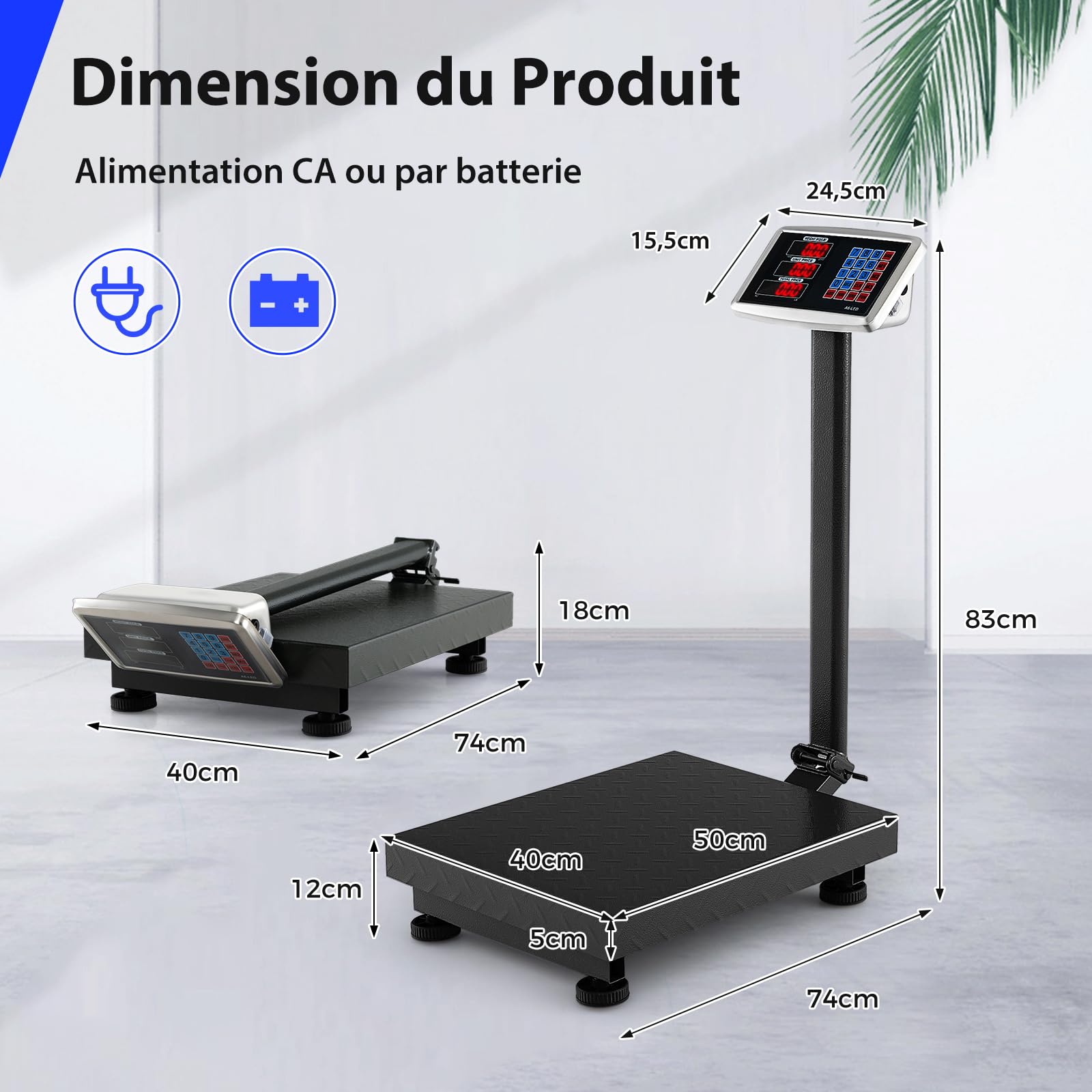 GOPLUS Balance à Plateforme Profesionnelle, Capacité 300Kg, Balance Electronique Pliable avec Calculateur de Prix, Conversion d'Unité LB/KG, Précision de 50G, pour Industrielle, Bagages (Argenté)