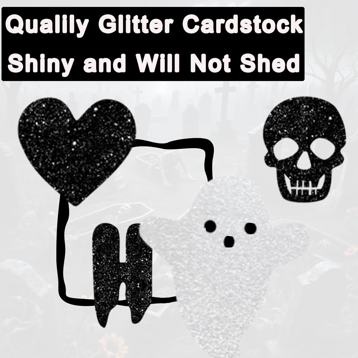 Halloween Happy Birthday Banner - Black Glitter Skull Garland Spooky Birthday Decorations for Halloween Ghost Skeleton Theme Party Supplies - Image 5