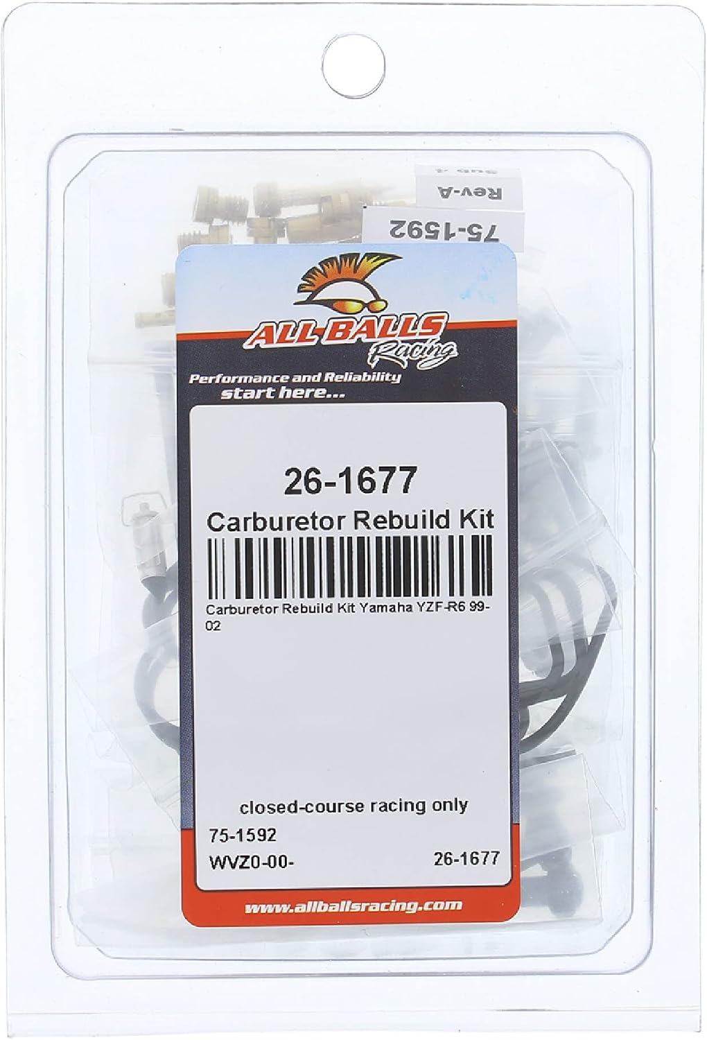 All Balls Racing Carburetor Rebuild Kit 26-1677 Compatible With/Replacement For Yamaha YZF-R6 1999-2002