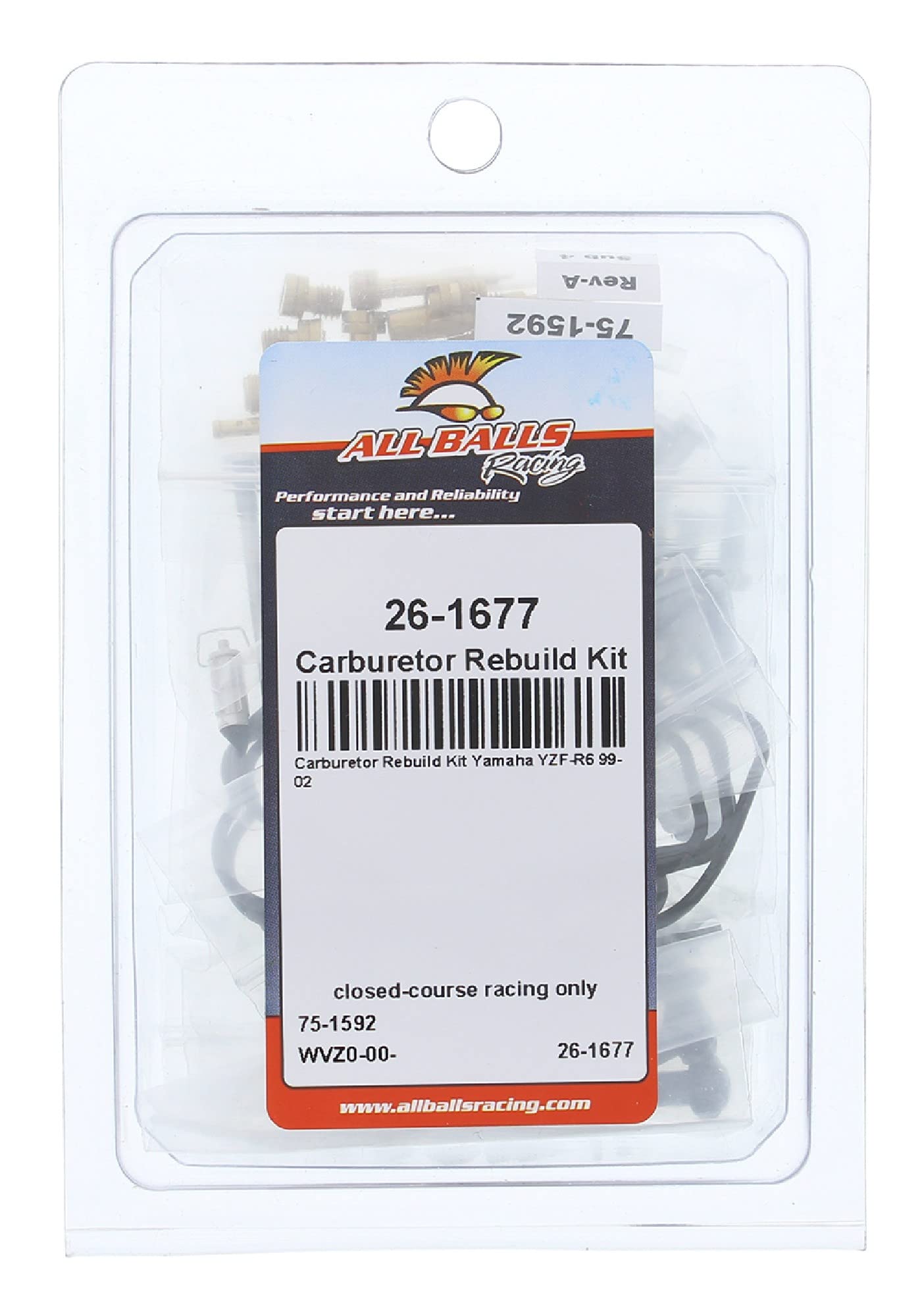 All Balls Racing Vergaser-Umbaukit 26-1677 – Für Yamaha YZF-R6 1999-2002 – Inkl. Dichtungen, Düsen & Nadel