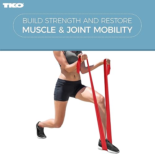 Miniatura 3 de TKO Juego de bandas de resistencia, paquete de 3, equipo de ejercicio elástico plano para mujeres, hombres, fitness, entrenamiento, ligero, medio,