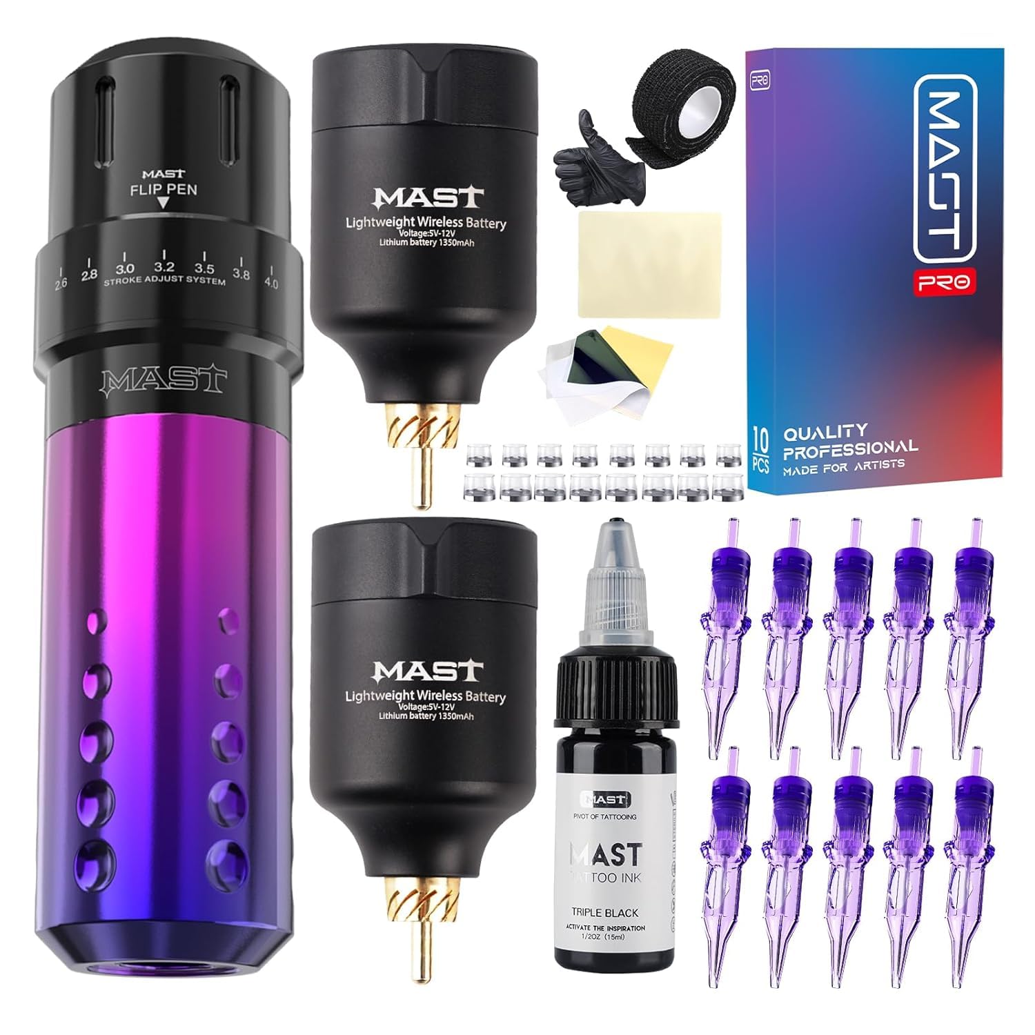 Mast Flip Complete Tattoo Kit with Wireless Cartridges