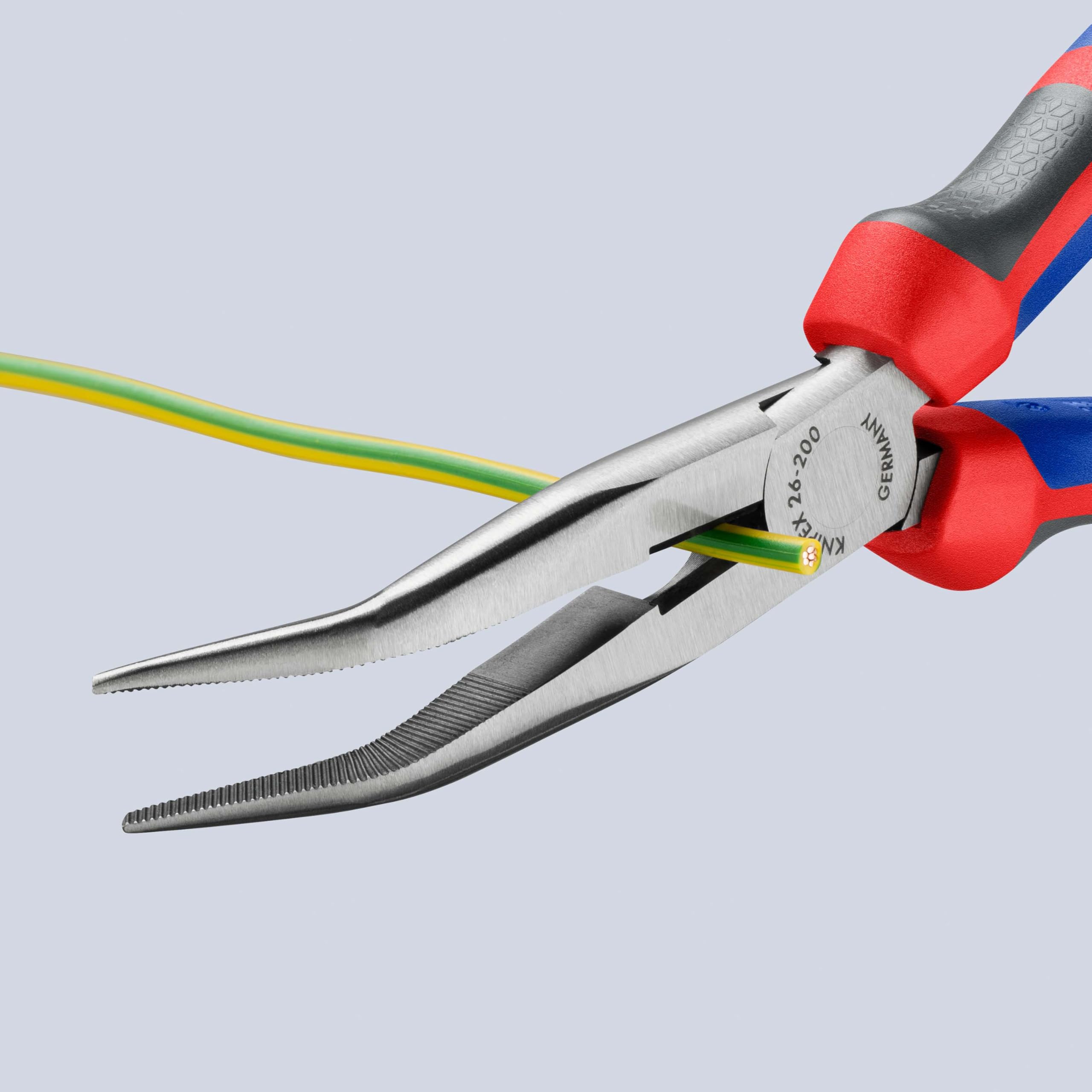 KNIPEX Flachrundzange mit Schneide (Storchschnabelzange) schwarz atramentiert mit Comfort-Griffen 200 mm, 26 22 200