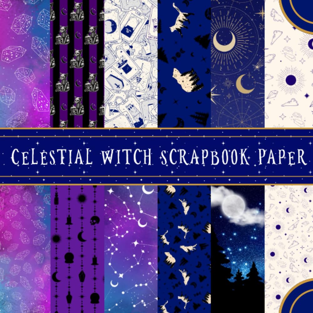 Celestial Witch Scrapbook Paper: Mystical Decorative Paper Pad | 8" x 8" Book with 36 Sheets of 12 Different Double Sided Designs | Great for ... Junk Journaling, Origami, Papercrafts & More