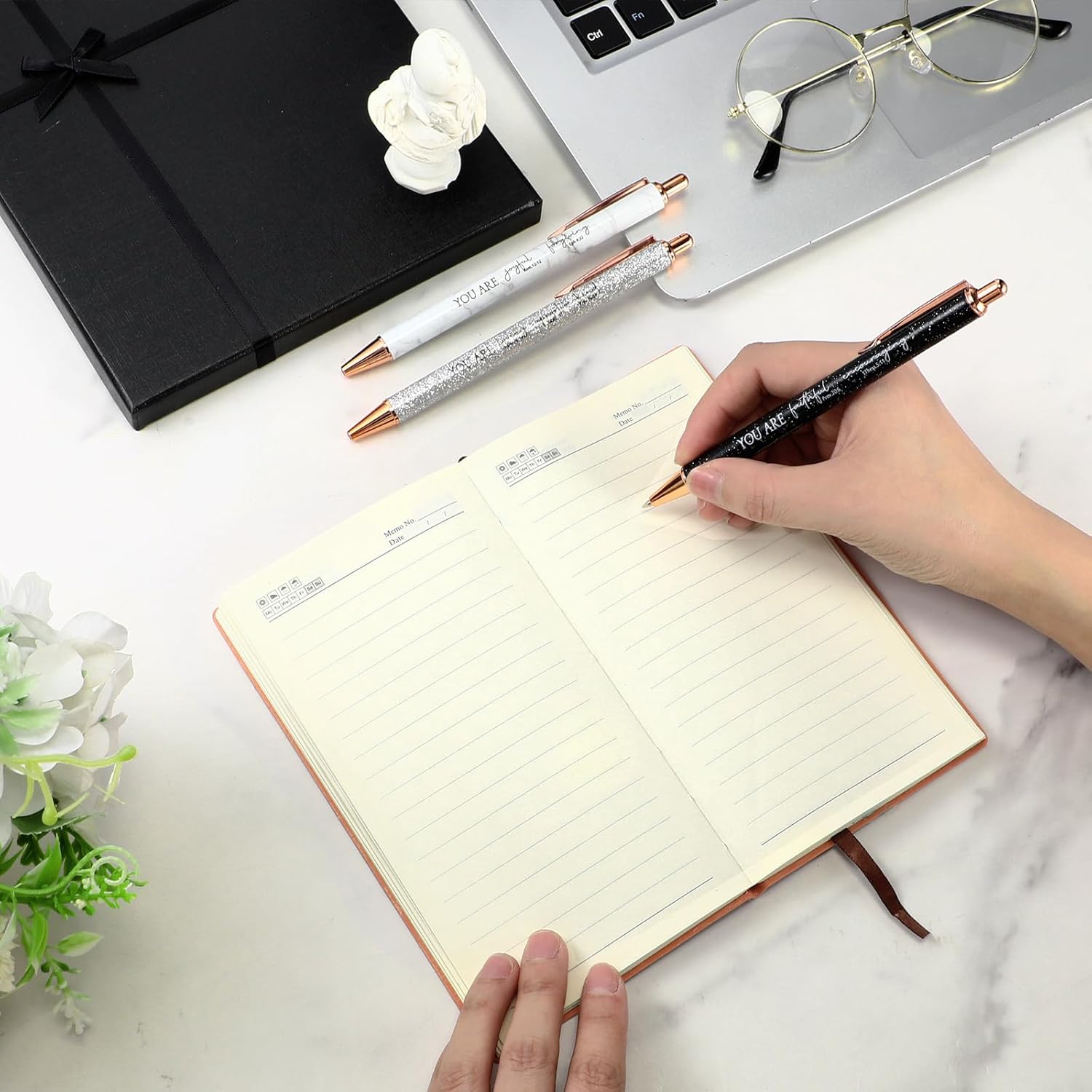 5 Pcs Christian Serenity Prayer Journal with Pens Religious Notebook Pens and Gift Box for Women's Day Church Sunday School Social Worker Gifts(Black) - Image 4