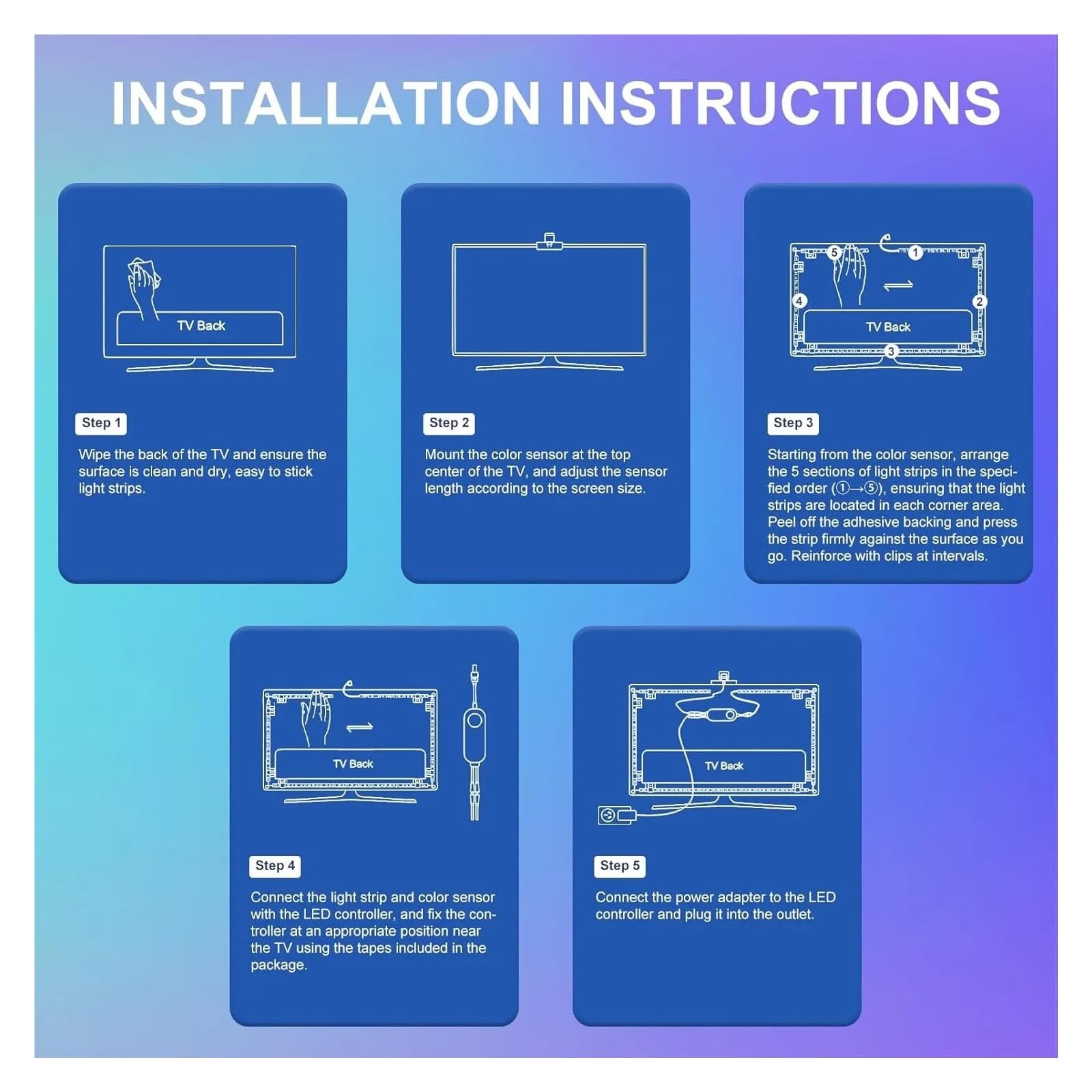 Smart Camera Sync TV Schermo retroilluminato a LED e striscia LED flessibile sincronizzata con musica for televisori da 55-65 pollici