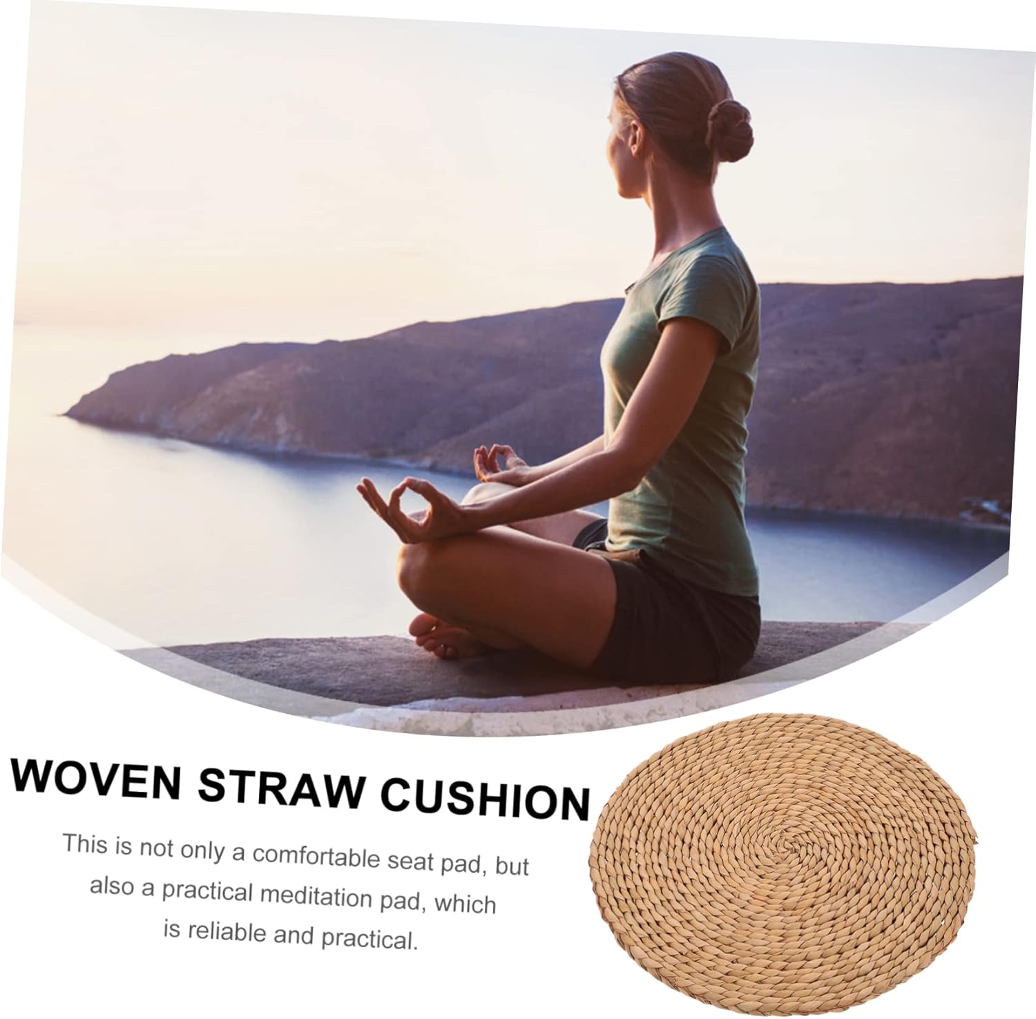 LIFKOME 2 Pcs Cushion Straw Flat Tatami Mat Floor Pillows Seating for Adults Circle Throw Pillow Japanese Pillow Round Place Mats Straw Woven Cushion Simple Rounded Seat Pad Woven Seat Mat