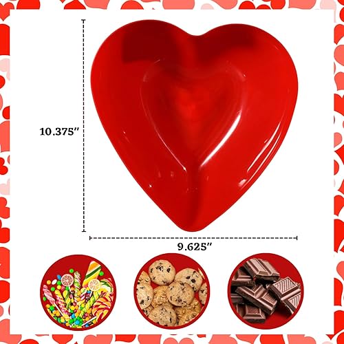 Miniatura 2 de KS - Tazón profundo de plástico rojo en forma de corazón de San Valentín, para el hogar, cocina, fiesta, para servir dulces, galletas, papas fritas,