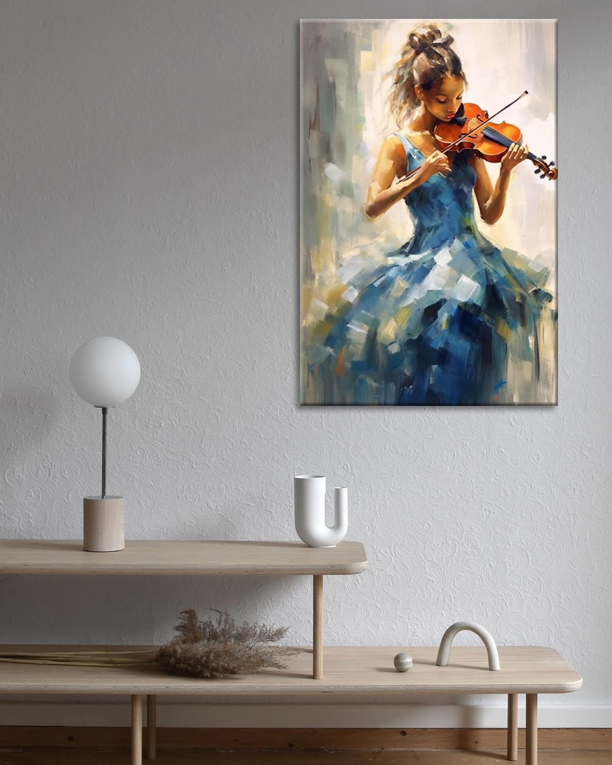GLOKAKA Abstract Girl's Bedroom Wall Art Black Girl Playing Violin Canvas Prints Wall Art Painting for Bathroom Office Living Room Decoration (Artwork 07, 12"x18")