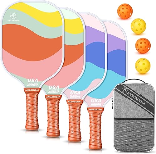 Miniatura 17 de Mayboom Juego de 2 o 4 palas de pickleball aprobadas por USAPA con 4 bolas de pickleball y bolsa de pickleball, raquetas de fibra de vidrio, paquete