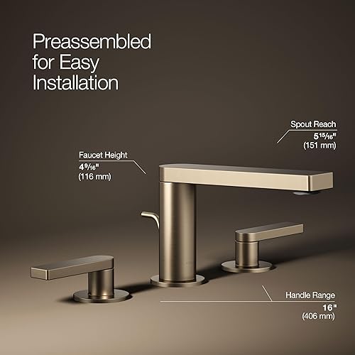 Miniatura 3 de Kohler 73060-4-BV K-73060-4-BV Grifo generalizado compuesto, palanca, bronce cepillado vibrante