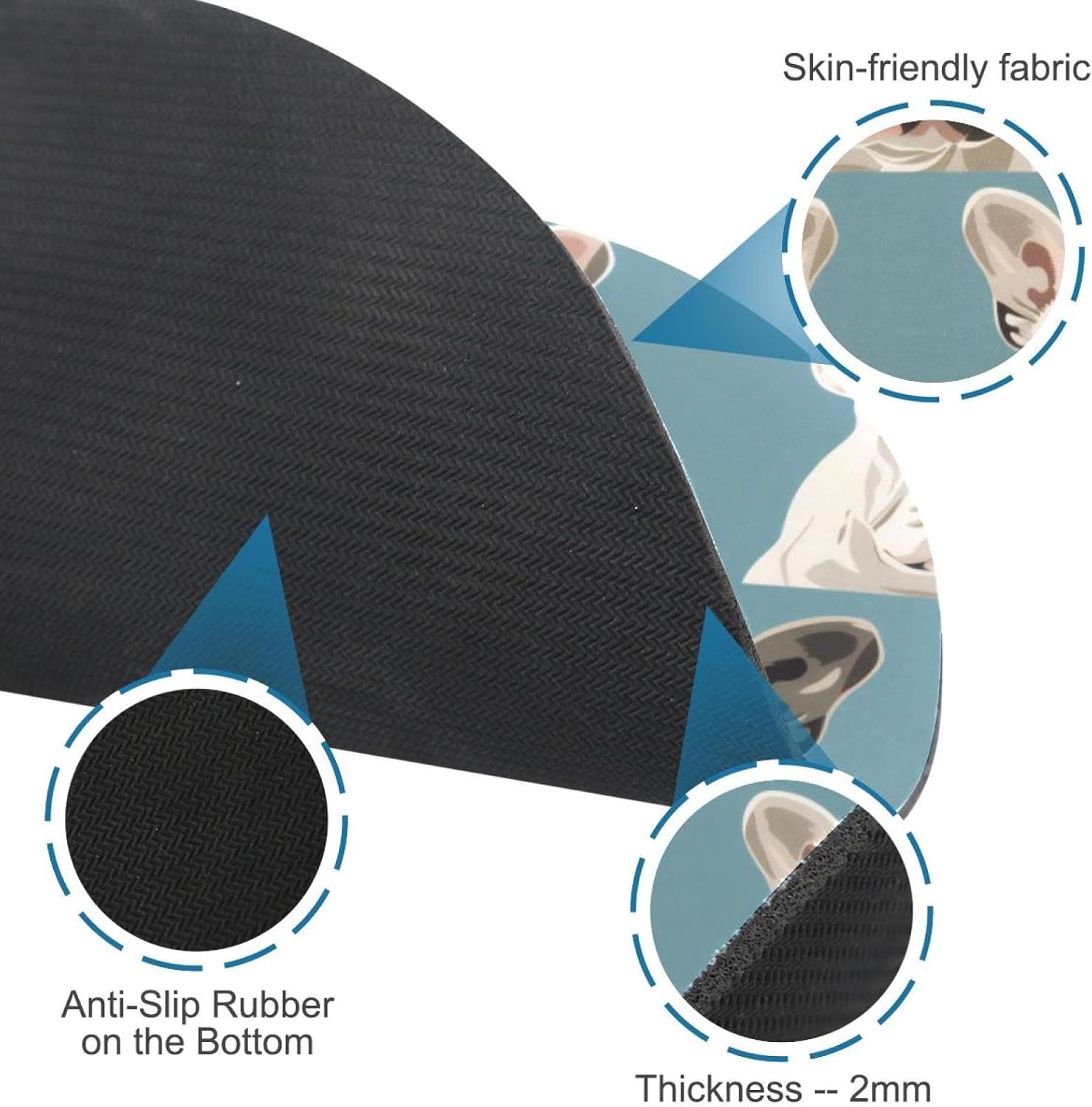 Round Mouse Pad for Women Men, 10’’ Round Desk Pad Mousepad Non-Slip Rubber Base, Office Home Laptop Accessories, Cute French Bulldog Puppy image 2