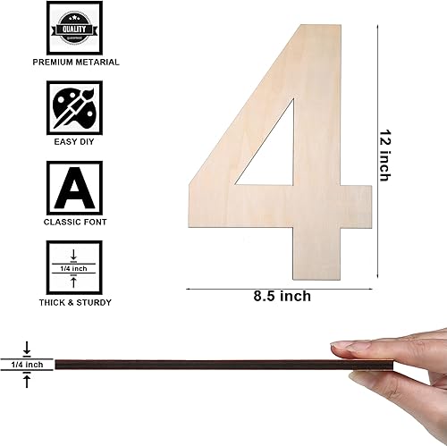 Vista 183 de Símbolo de madera de 12 pulgadas y letra grande de madera sin terminar de 1/4 de pulgada de grosor para manualidades, decoración de pared del hogar