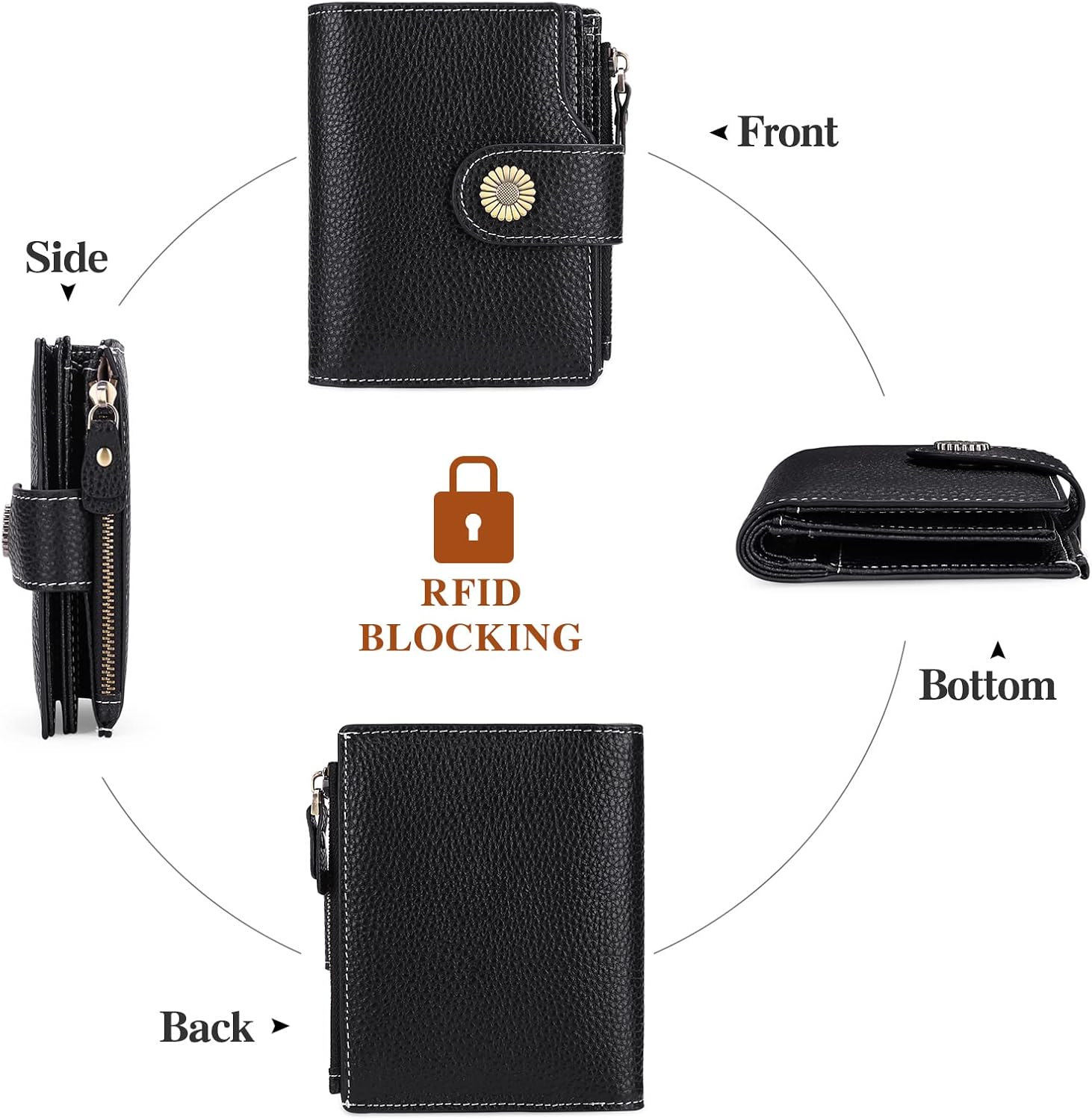 Falan Mule Wallet for Women - Genuine Leather, Compact, RFID Blocking, Bifold Wallet