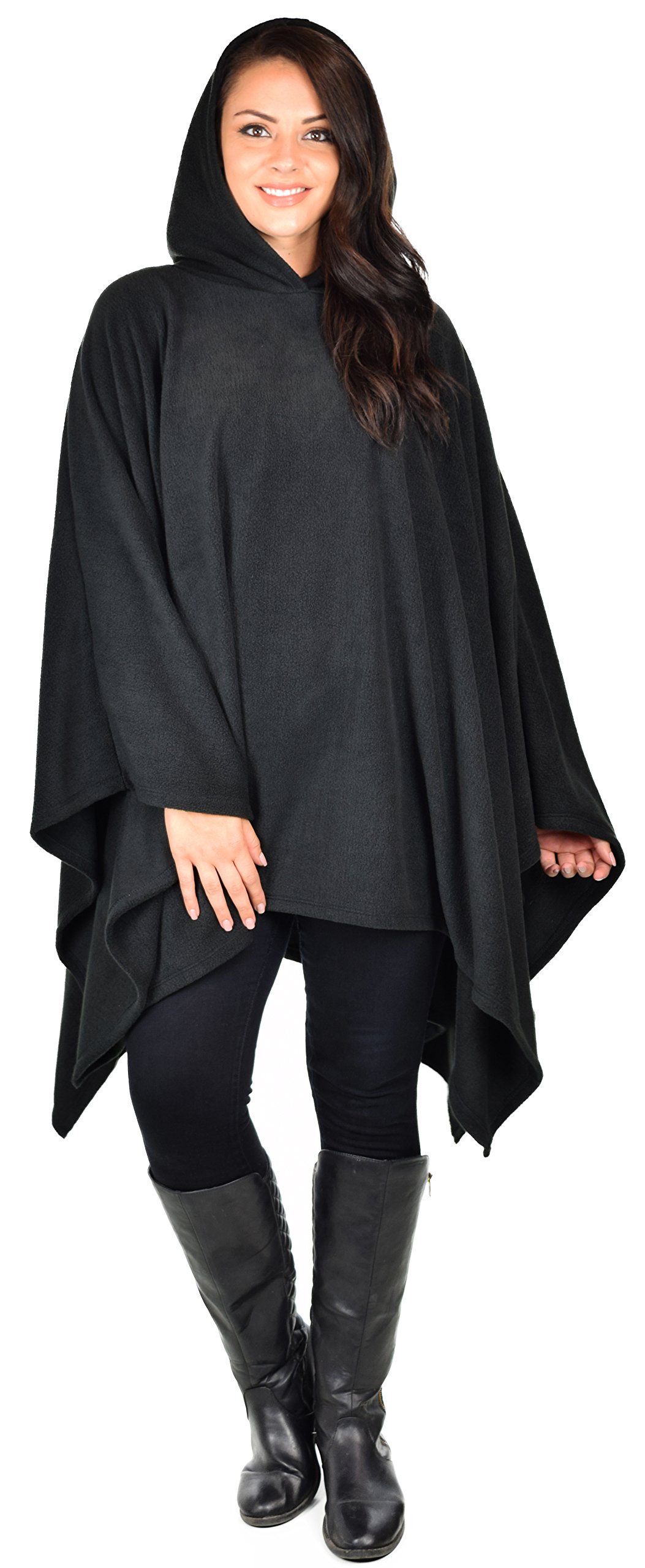 Women Poncho Style Hoodie Sweater Fleece Cover Up for Cold Weather