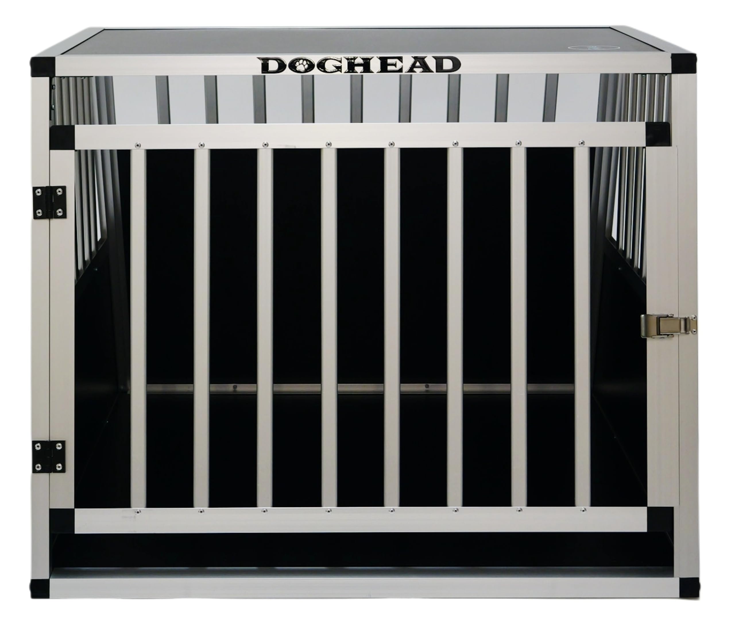 DOGHEAD Hundetransportbox Ecoline, Single 80x80x63 cm, Schwarz, Aluminium, Beidseitig Abgeschrägt 75°