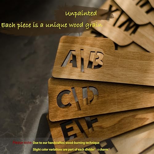 Miniatura 6 de Separadores de discos de vinilo con pestañas alfabéticas A-Z, 13 piezas separadoras de madera para álbum LP, cómics, archivador, revista,