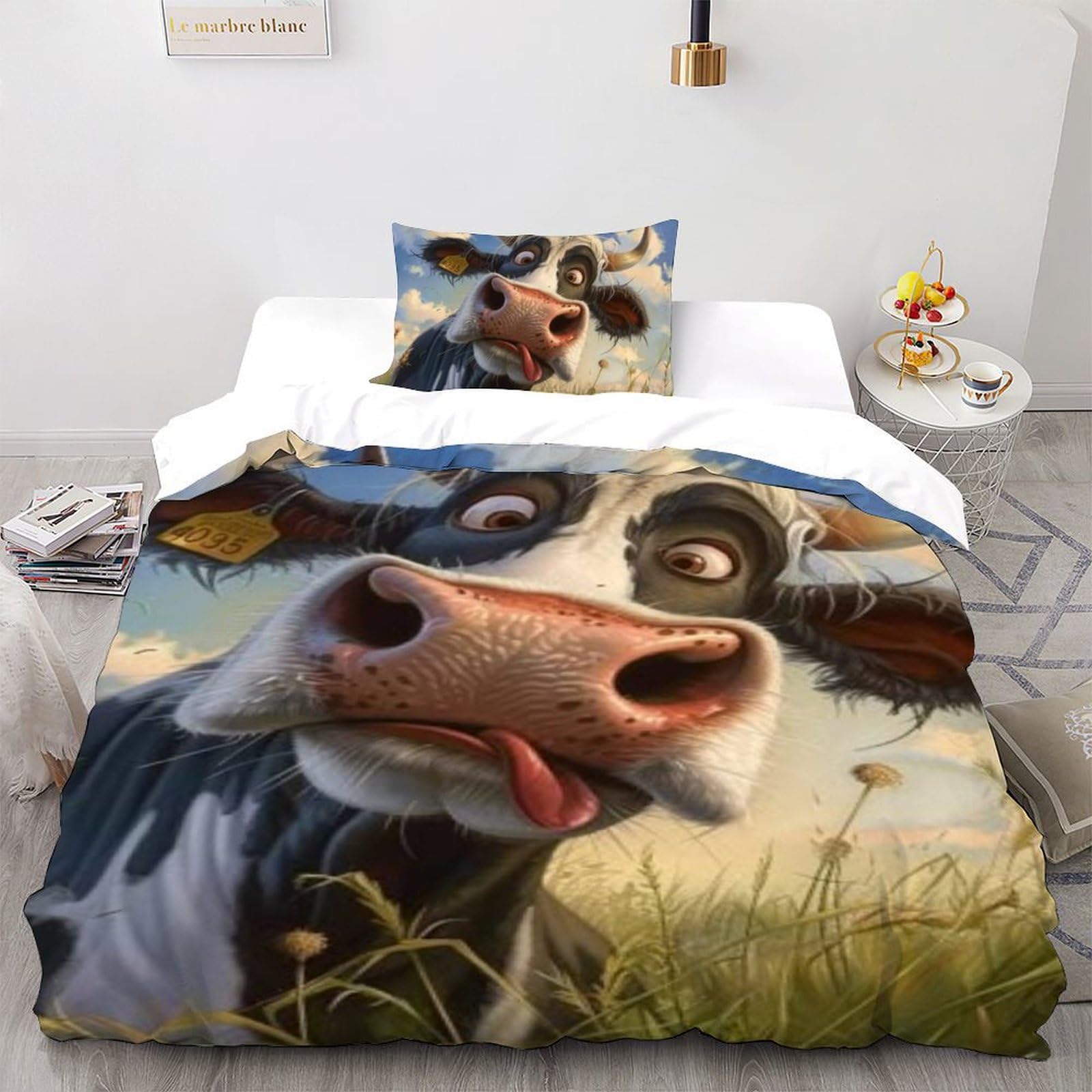 Parure de lit animaux imprimé 3D housse de couette single garçon 135x200