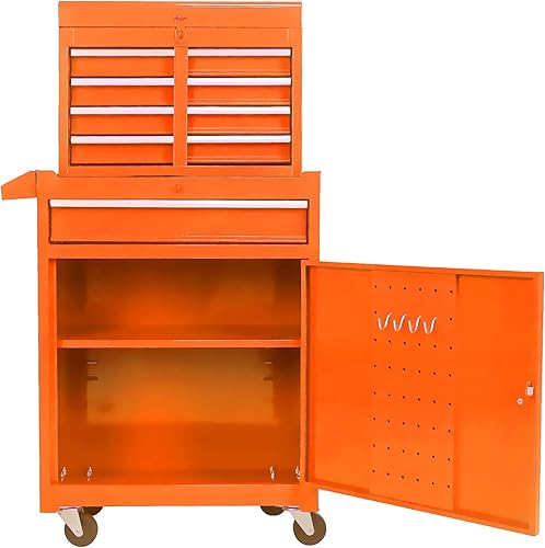 Miniatura 9 de Cofre de herramientas con 5 cajones y ruedas, carro de almacenamiento de herramientas y caja de herramientas con ruedas, gran caja de herramientas