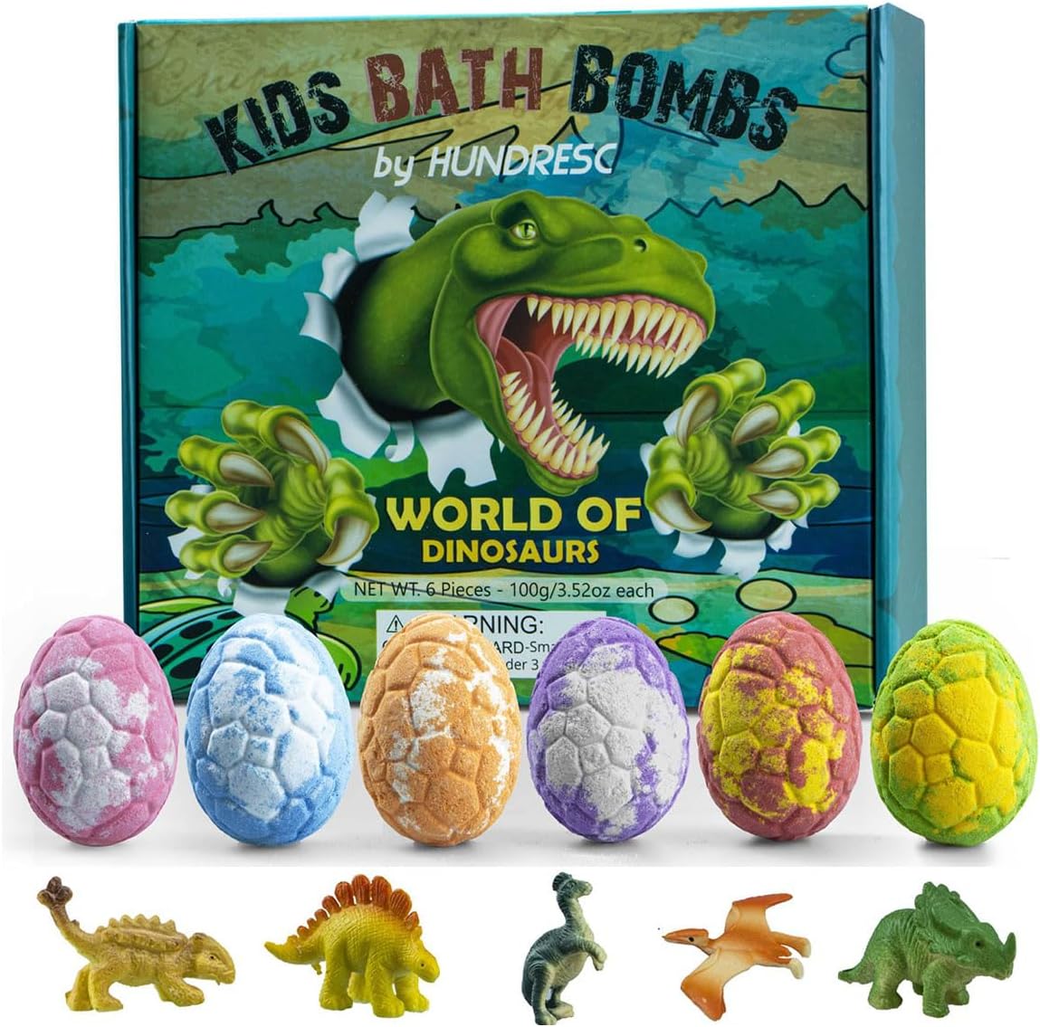 6Pcs Bath Bombs for Kids with Surprise Toys Inside, Dinosaur Bath Bomb Rich in Essential Oil, Gentle Safe Bath Bomb Gifts Set for Birthday Christmas New Year Gifts