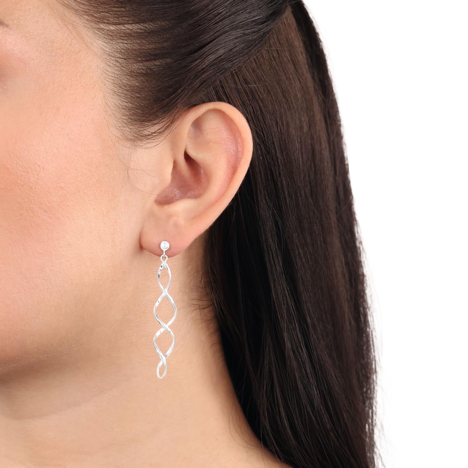 Amor Pendientes de plata de ley 925 para mujer, pendientes parcialmente con piedras preciosas, plata 925 rodiada, regalo para mujer y novia, viene en caja de regalo