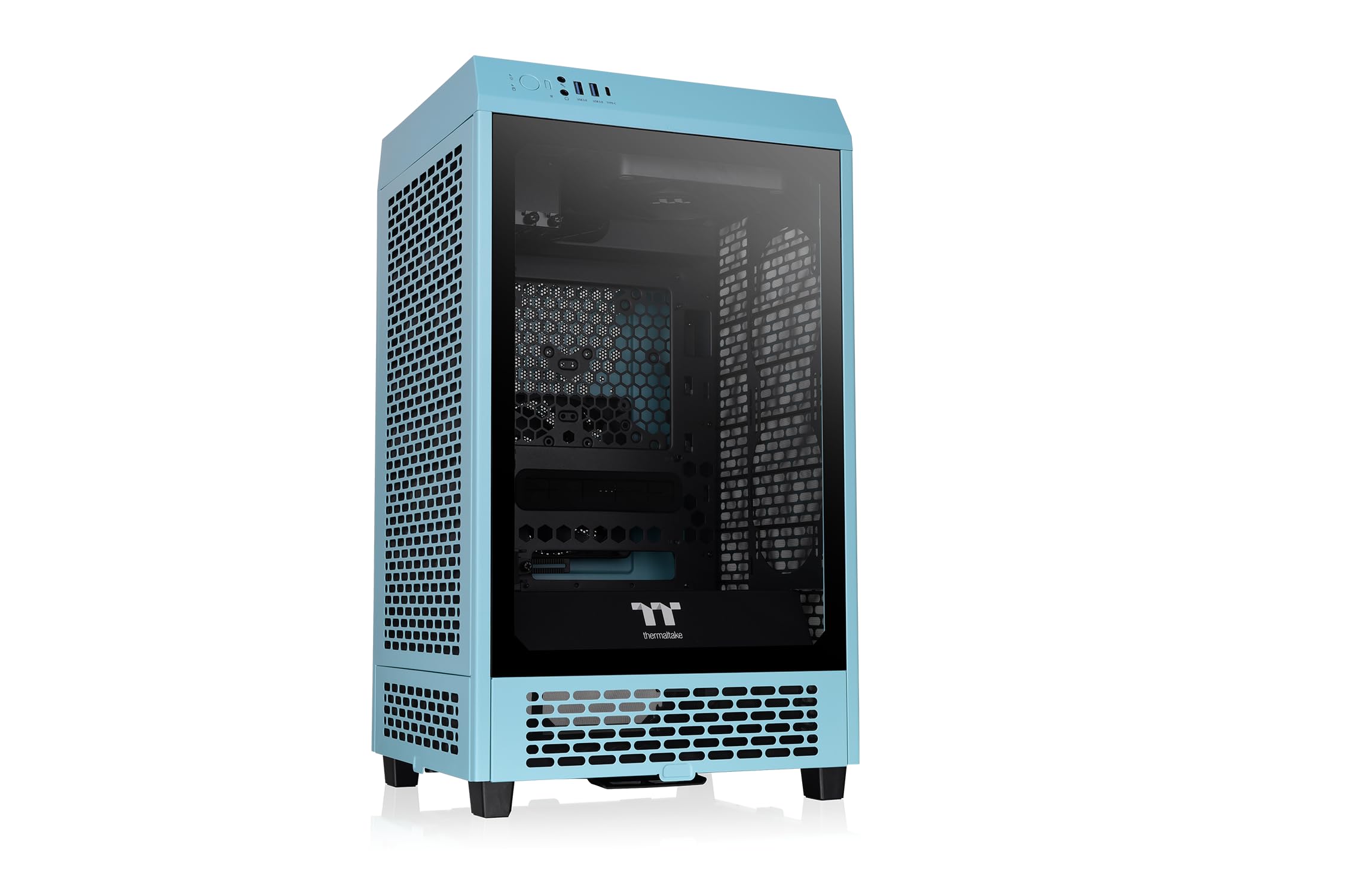 Thermaltake Aluminium Tower 200 Mini-Itx Computer Case; 2X140Mm Pre-Installed Ct140 Fans; Supports Gpu Length Up To 380Mm; Ca-1X9-00Sbwn-00; Turquoise; 3 Year Warranty-image-14