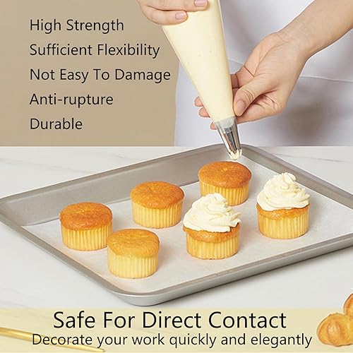 Miniatura 3 de GZMAISULEE Bolsas de pastelería desechables de 14 pulgadas, 100 bolsas de pastelería gruesas antiestallido con 6 lazos para bolsas de glaseado para