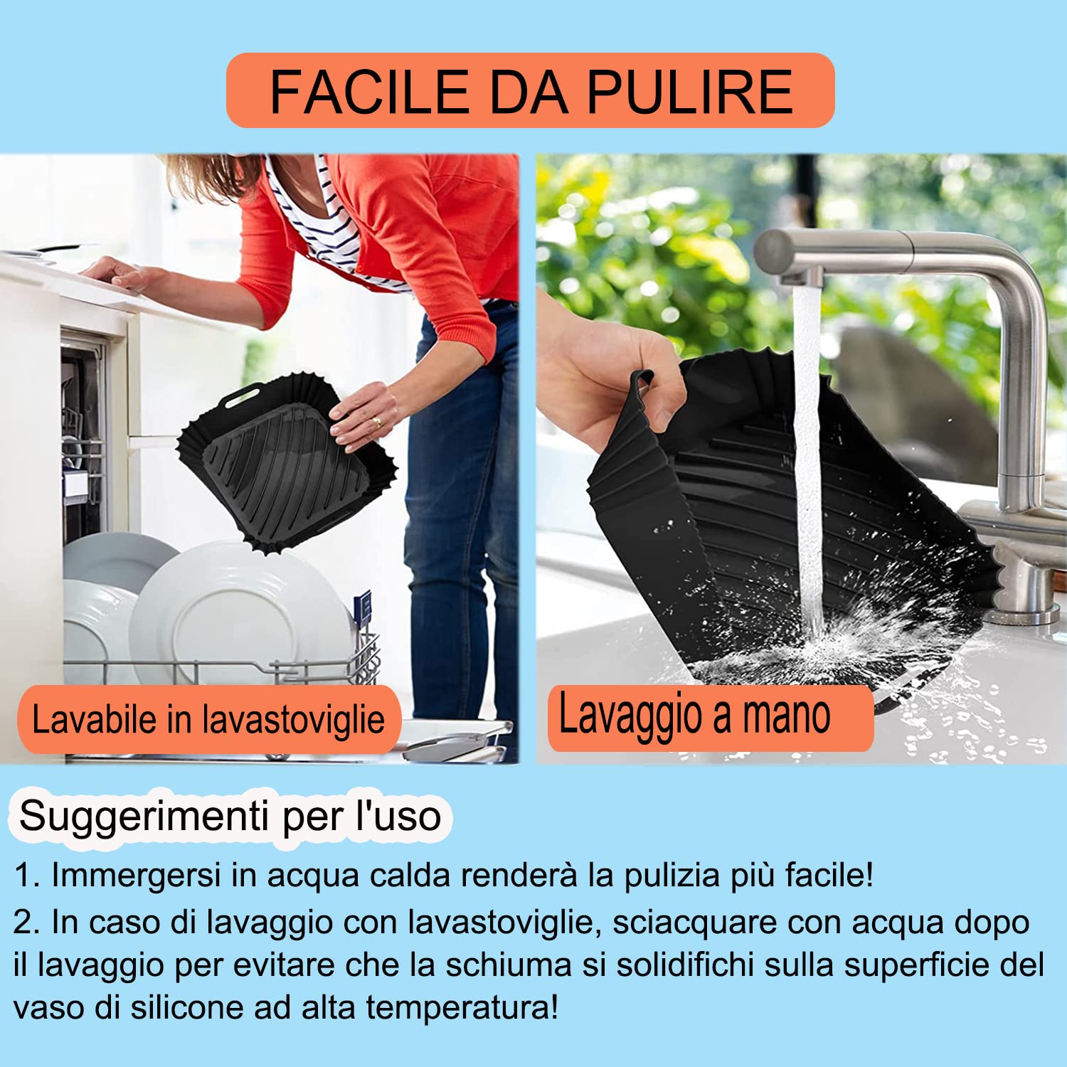 Set 8 Pezzi Teglie In Silicone Per Friggitrice Ad Aria - Contenitori Riutilizzabili Con Guanti