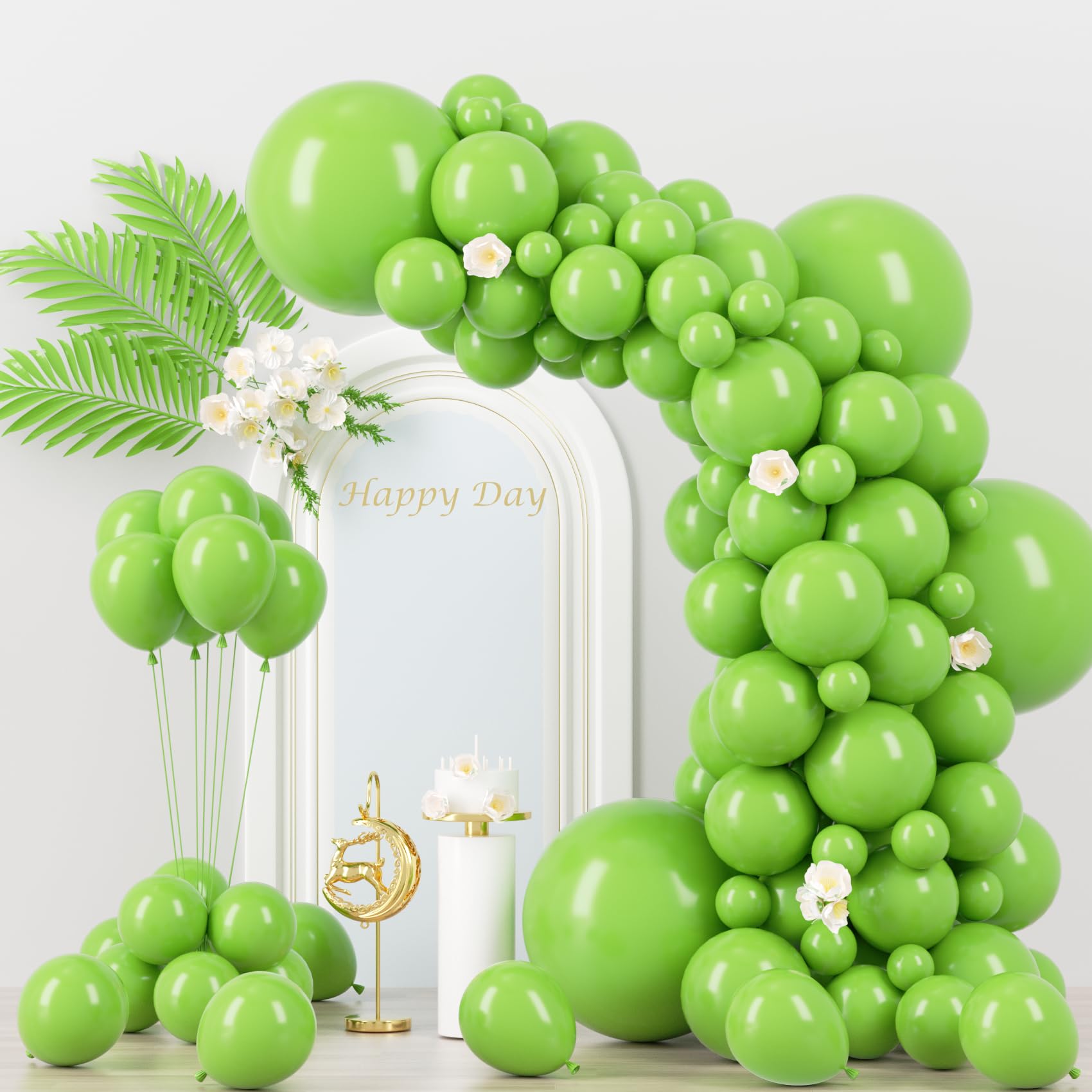 Voircoloria 130pcs Lime Green Balloons Garland Arch Kit, 18 12 10 5 Inch