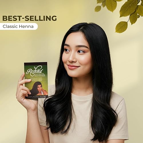 Miniatura 9 de Reshma Beauty Henna en polvo orgánico 100% natural para el cabello con 7 hierbas ayurvédicas índigo, henna, nueces de Bhilawa, hibisco, amla,