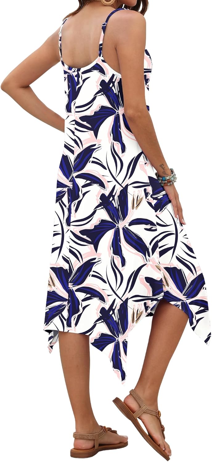 AUSELILY Women's Summer Dresses 2026 Casual Sleeveless Spaghetti Strap Sundress Asymmetrical Midi Dress with Pockets - Image 5