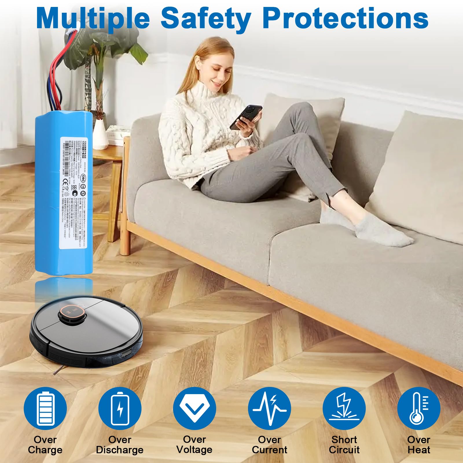 Bateria zapasowa MXJFYY 14,4 V, 5600 mAh, kompatybilna z Ecovacs Deebot T5, T9, T9+, T8, T8+, T10 AIVI/Max, Deebot DX65/DX93/DX96/DBX11, Deebot Ozmo 950 DX9G, Deebot DLX11-550 4 Home Robot