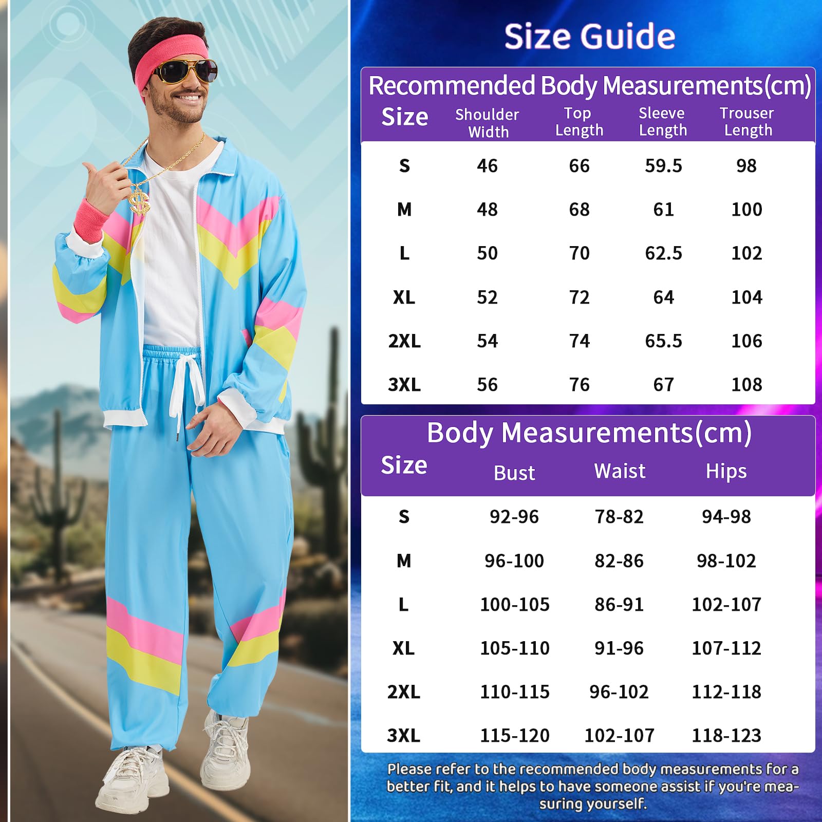 80er 90er Jahre Outfit Herren Damen Retro Trainingsanzug,Disco Ganzkörperanzug Hip Hop Sportanzug Set,Jogginganzüge,Streetwear Trainingsanzug Kostüm, Faschingskostüme