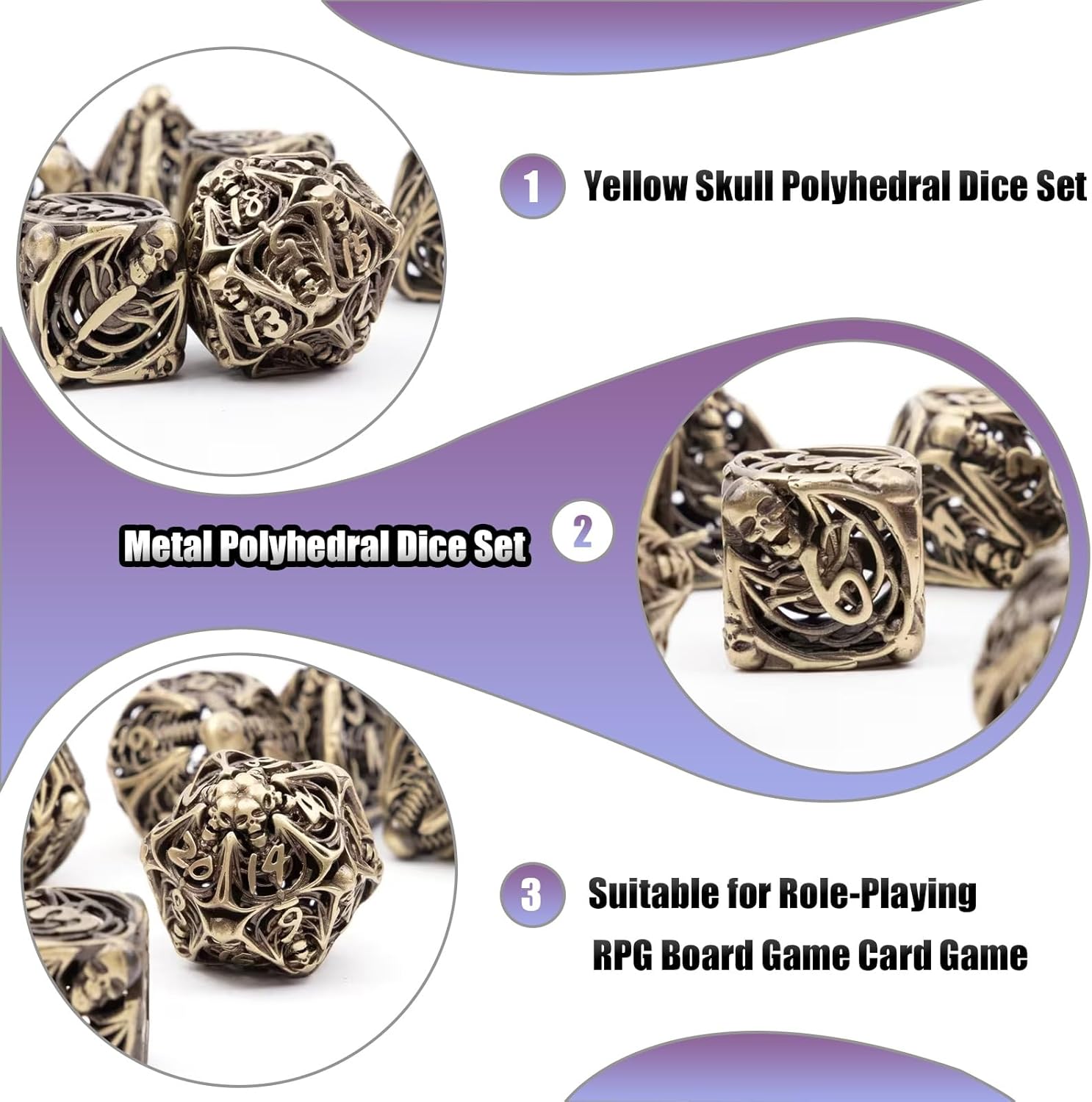 7pcs Yellow Skull Polyhedral Dice Set, Polyhedral Dice, Compatible with Role-Playing RPG Board Game Card Game