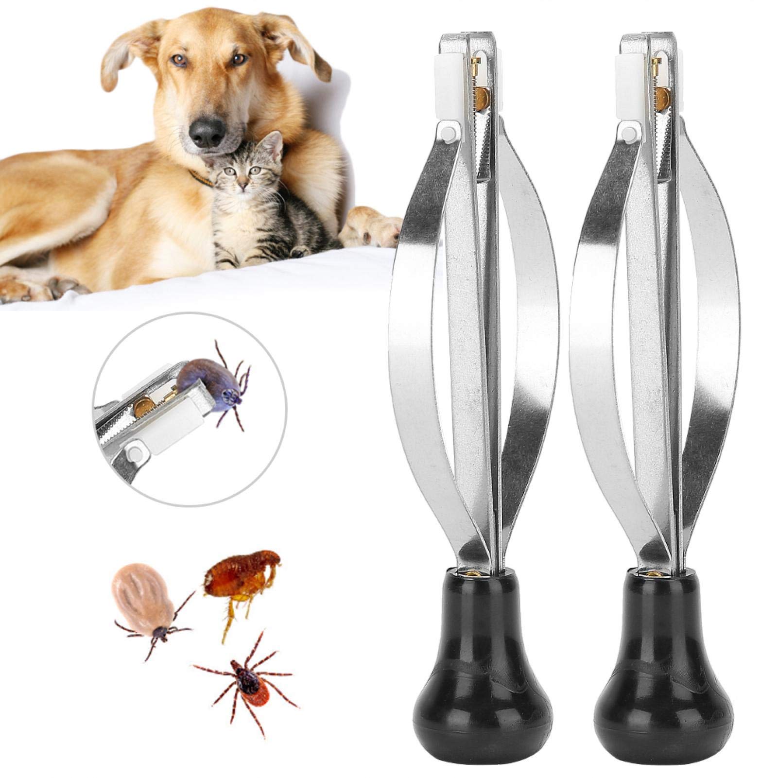 Cikonielf 2PCS Stainless Steel Pet Flea and Tick Removal Tool for Dogs and Cats - Flea Remover Tweezers Lice Picker Tool - Image 2