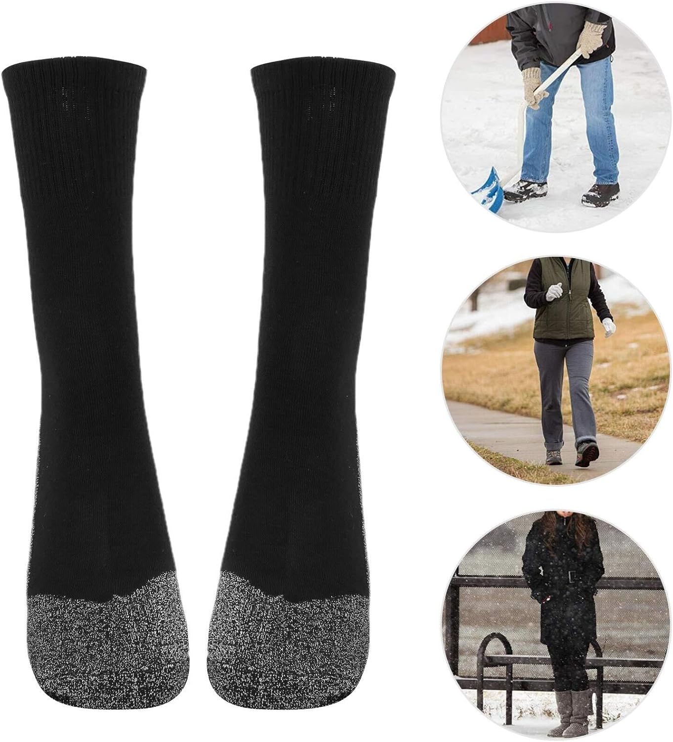 2 Pairs Self-Heating Sports Compression Socks - Thermal Foot Warmers with Breathable Health-Care Fiber for Winter Activities(Short Version)
